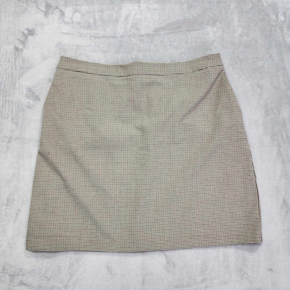 Rachel Zoe Skirt Womens 10 Brown‎ Check Tweed Pencil Short Lined Stretch Office